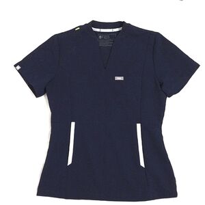 FIGS Odesa Slim Fit Scrub Top XS Midnight Blue Medical Uniform Nursing Shirt